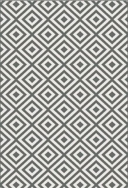 Modern and Practical Grey Rug with Diamond Pattern