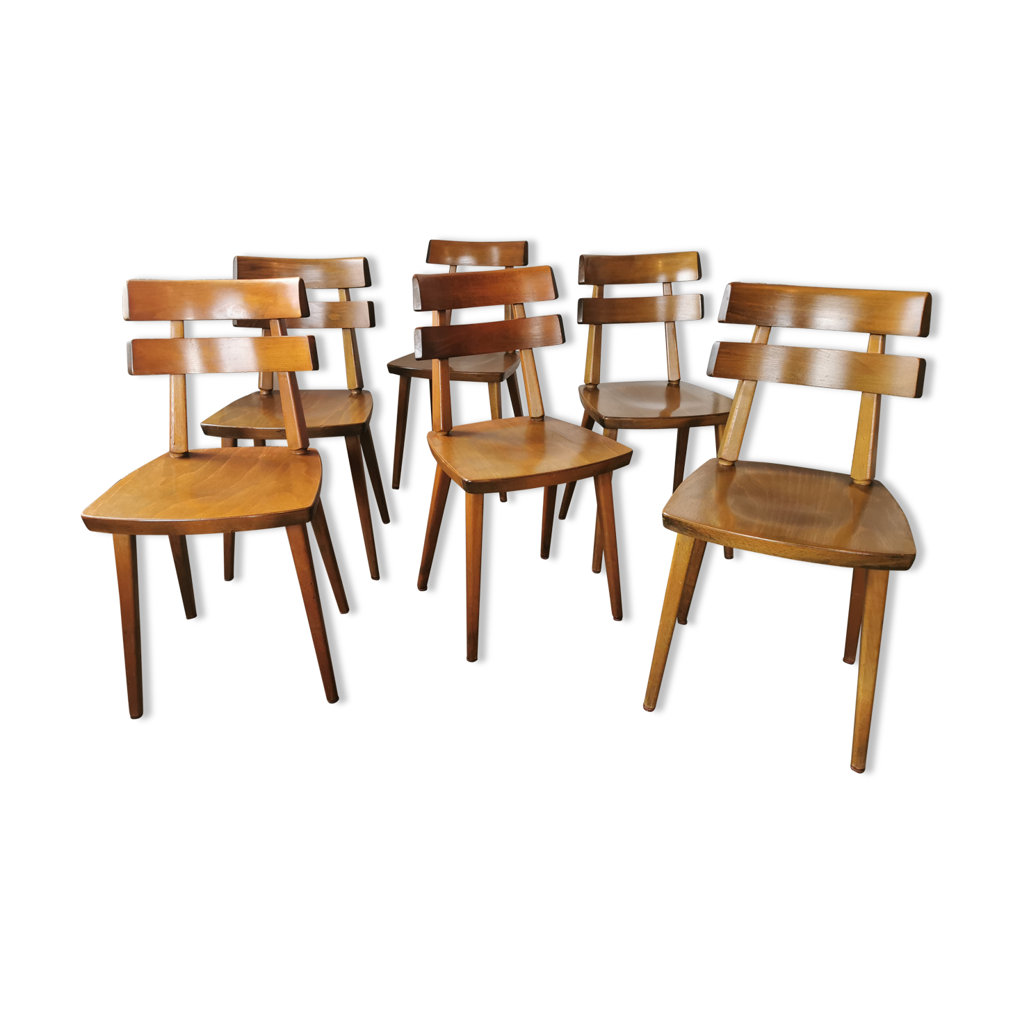 Set de 6 chaises tout bois 1960