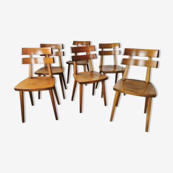 Set de 6 chaises tout bois 1960