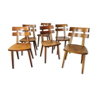 Set of 6 all-wood chairs 1960