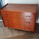 Vintage chest of drawers 3 drawers - varnished teak - Scandinavian style - retro patterns - 60s