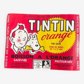 Affiche orange Tintin vintage