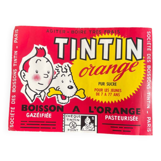 Affiche orange Tintin vintage