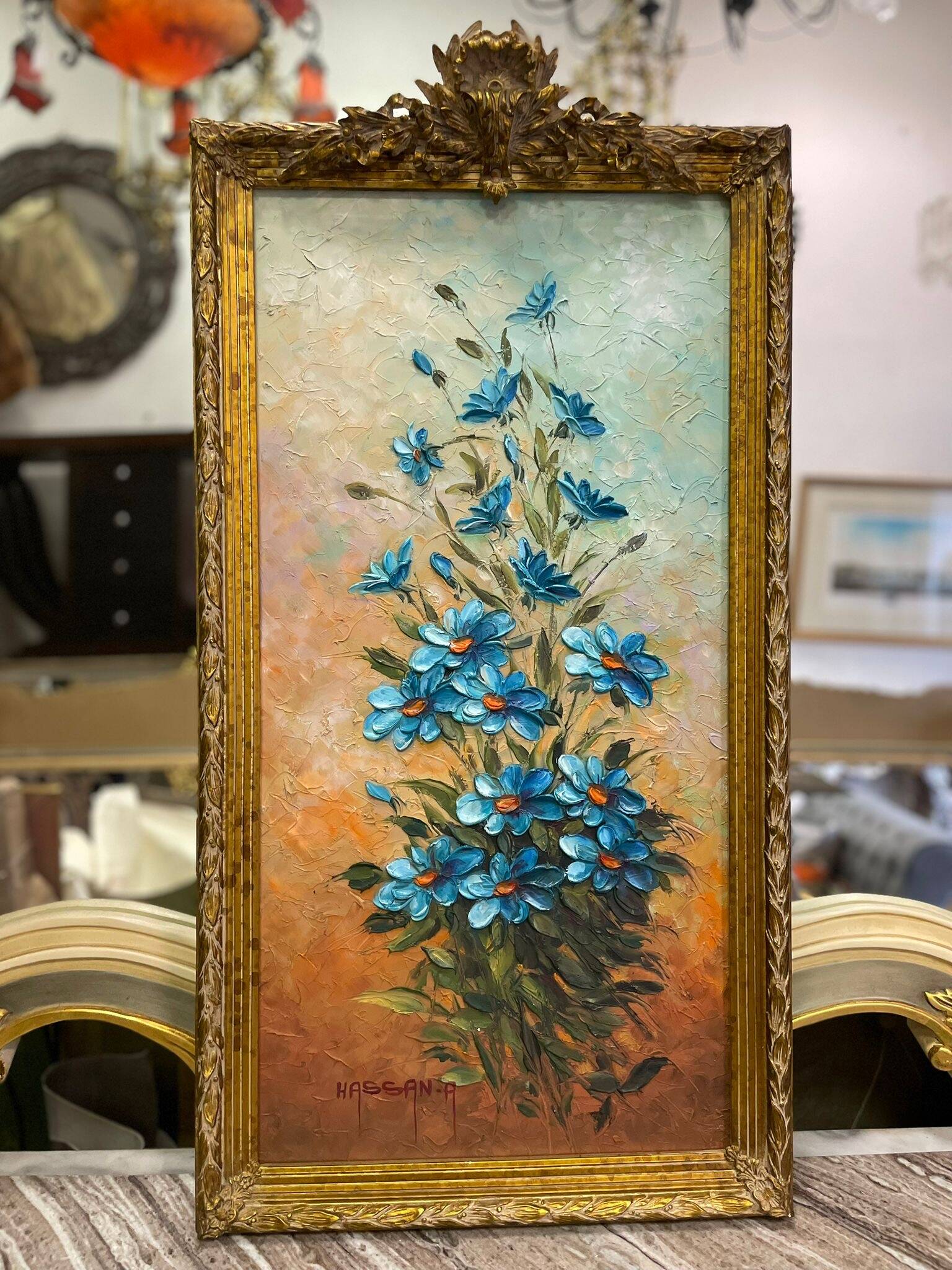 Tableau fleurs bleues