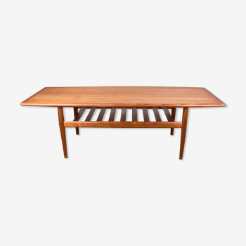 Large Danish teak coffee table, two levels, by Grete Jalk for Glostrup Mobelfabrik.