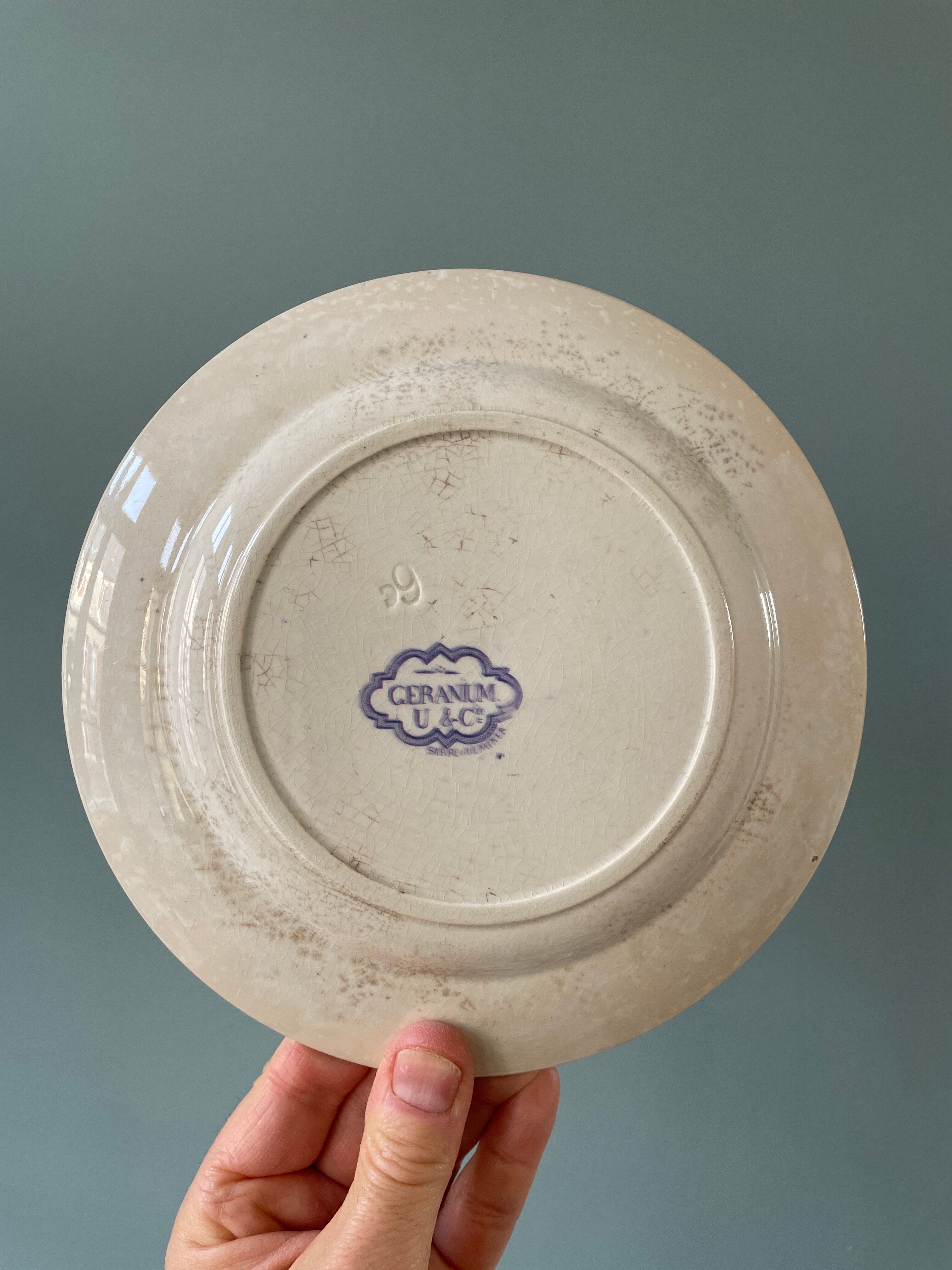 Series of 12 mismatched Terre de Fer dessert plates