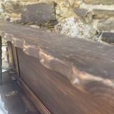 Large wall shelf with 2 wooden and brass shelves.