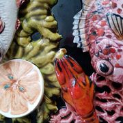 Decorative plate of fish barbotine Vallauris