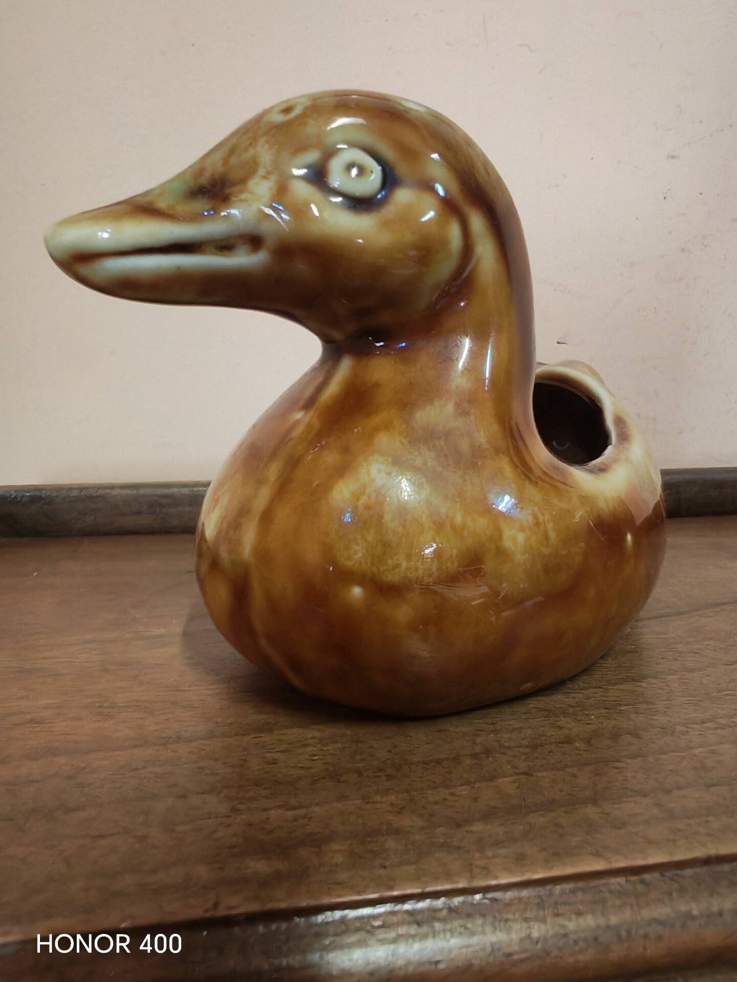 Vintage glazed ceramic duck catchall
