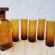 Carafe et 5 verres ambré