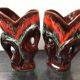 Paire de vase ancien Vallauris céramique multicolore + 2 anses vintage