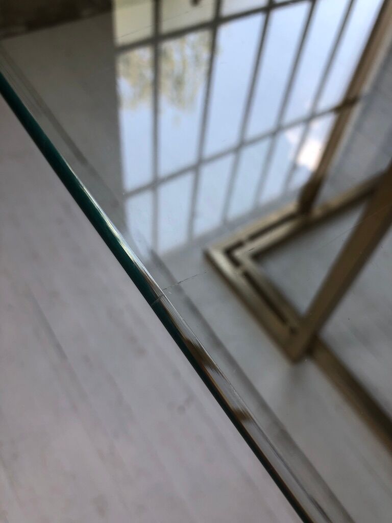 Italy octagonal table 70s glass and brass