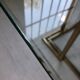 Italy octagonal table 70s glass and brass