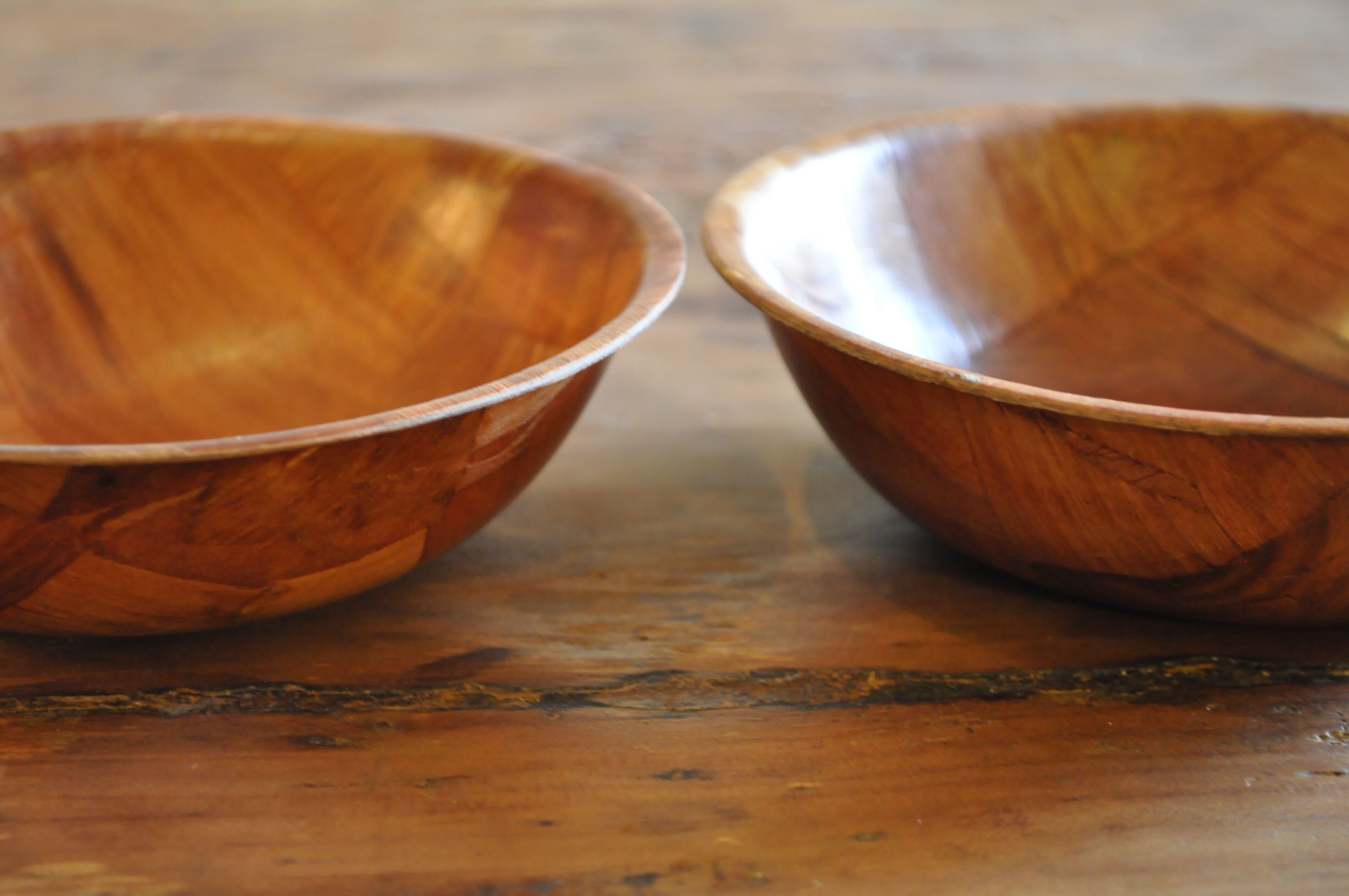 Danish vintage woven teak bowls
