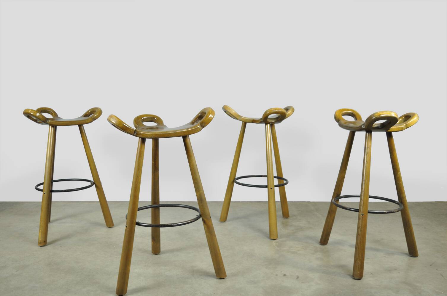 Special vintage brutalist SPANISH Marbella bar stools, 1970s Spain