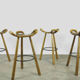 Special vintage brutalist SPANISH Marbella bar stools, 1970s Spain