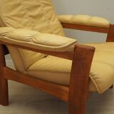 Fauteuil en cuir jaune, design danois, années 1960, production : Danemark
