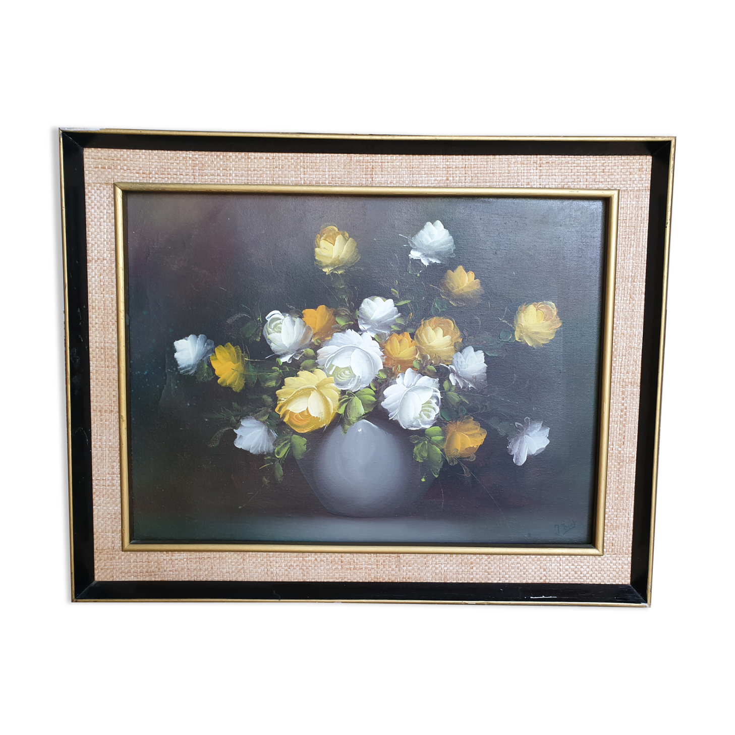 Oil on canvas with bouquet