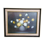 Oil on canvas with bouquet