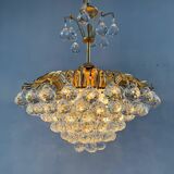Hollywood Regency chandelier with crystal glass shades by Ernst Palme, Germany, 1960s