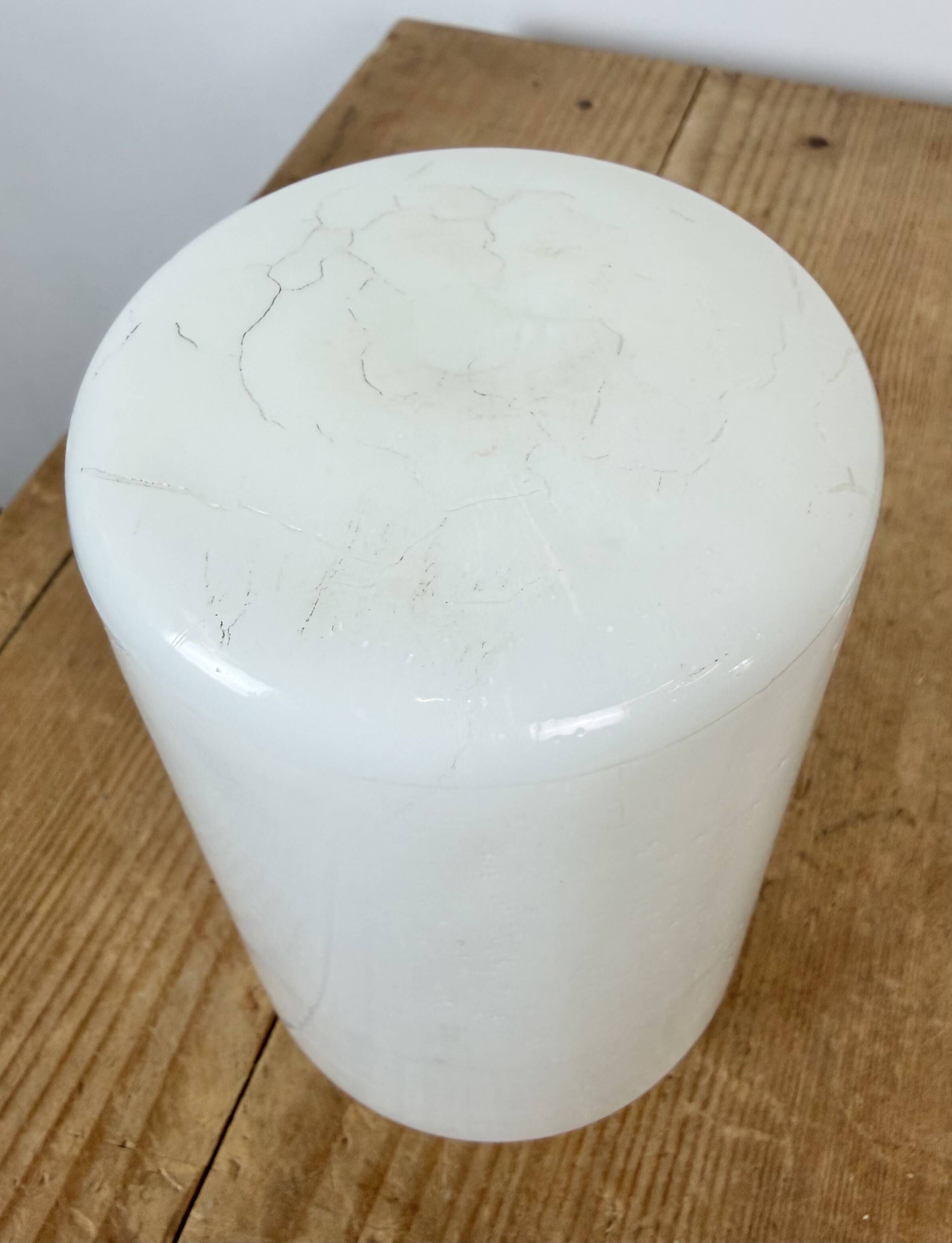 Vintage White Porcelain Ceiling Light with Milk Glass, 1970s