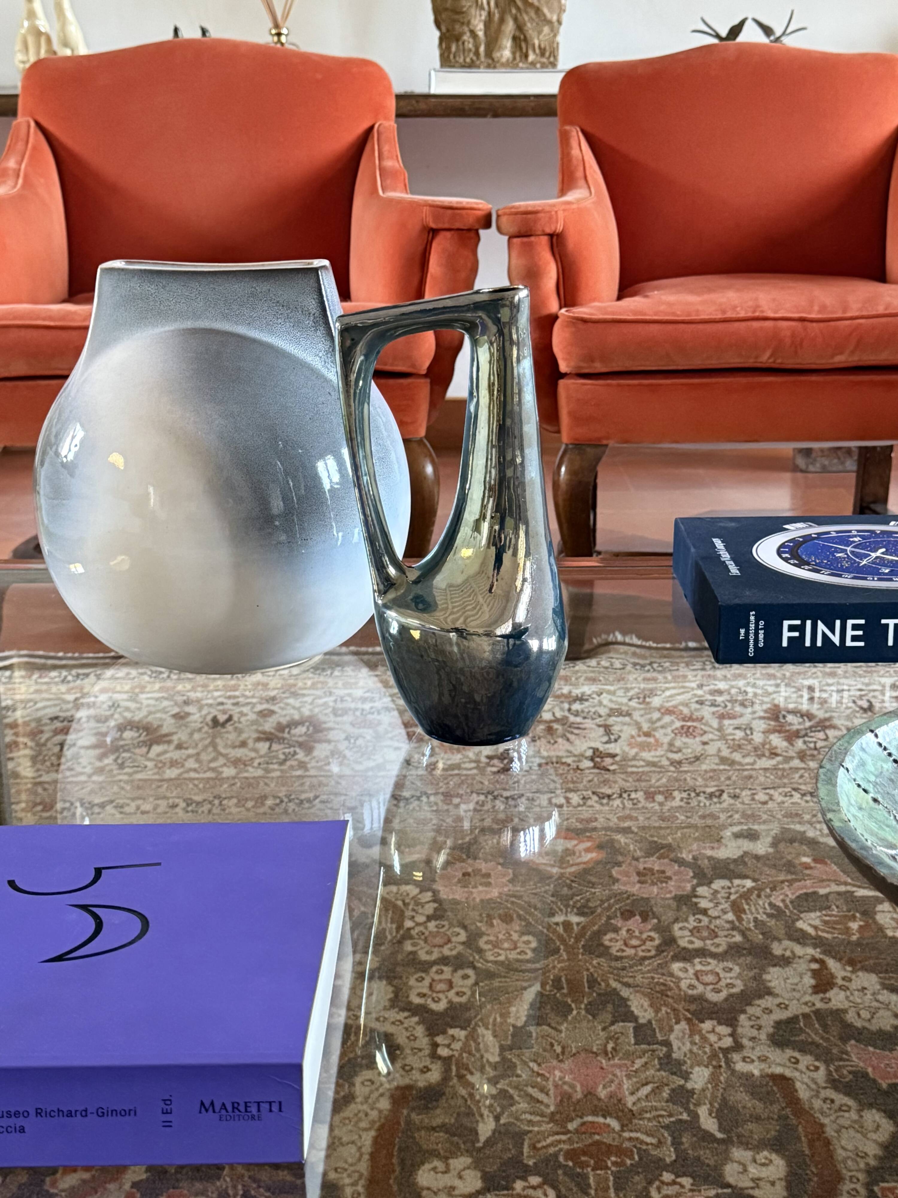 A. Cytère, modern iridescent gres vase, Rambervillers France 1950s