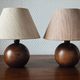 Pair of solid wood ball lamps 1980