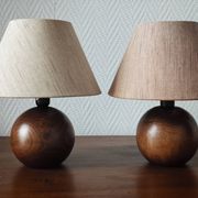 Pair of solid wood ball lamps 1980
