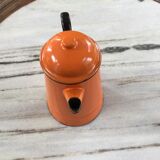 Orange and black enamelled sheet metal coffee maker