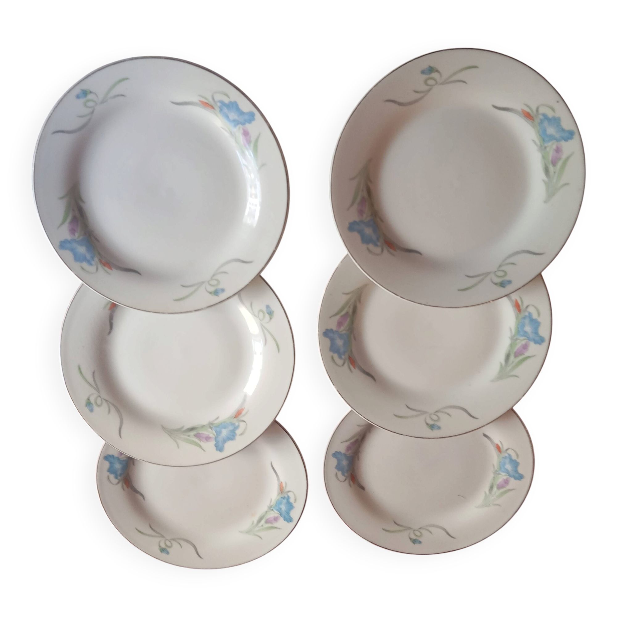 Set of 6 dessert plates in porcelain