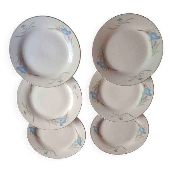 Serie de 6 assiettes a desserts en porcelaine