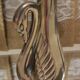 Vintage silver metal swan vase
