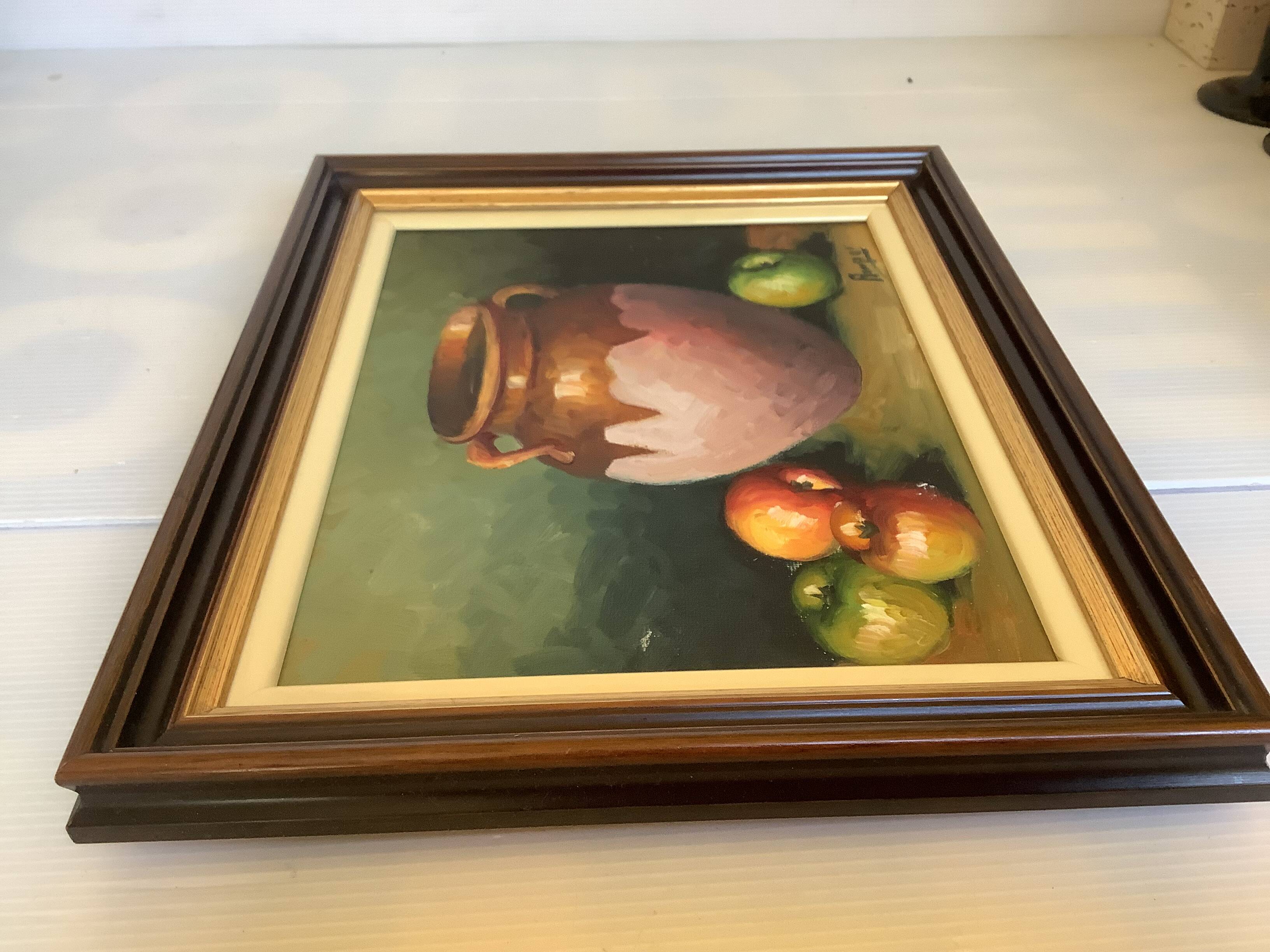 Tableau nature morte huile sur toile signée