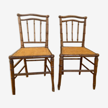 Pair of vintage light wood chairs