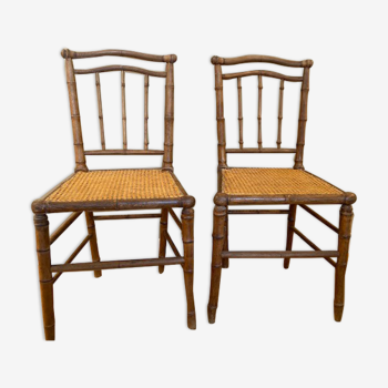 Paire de chaises vintage en bois clair