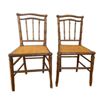 Pair of vintage light wood chairs