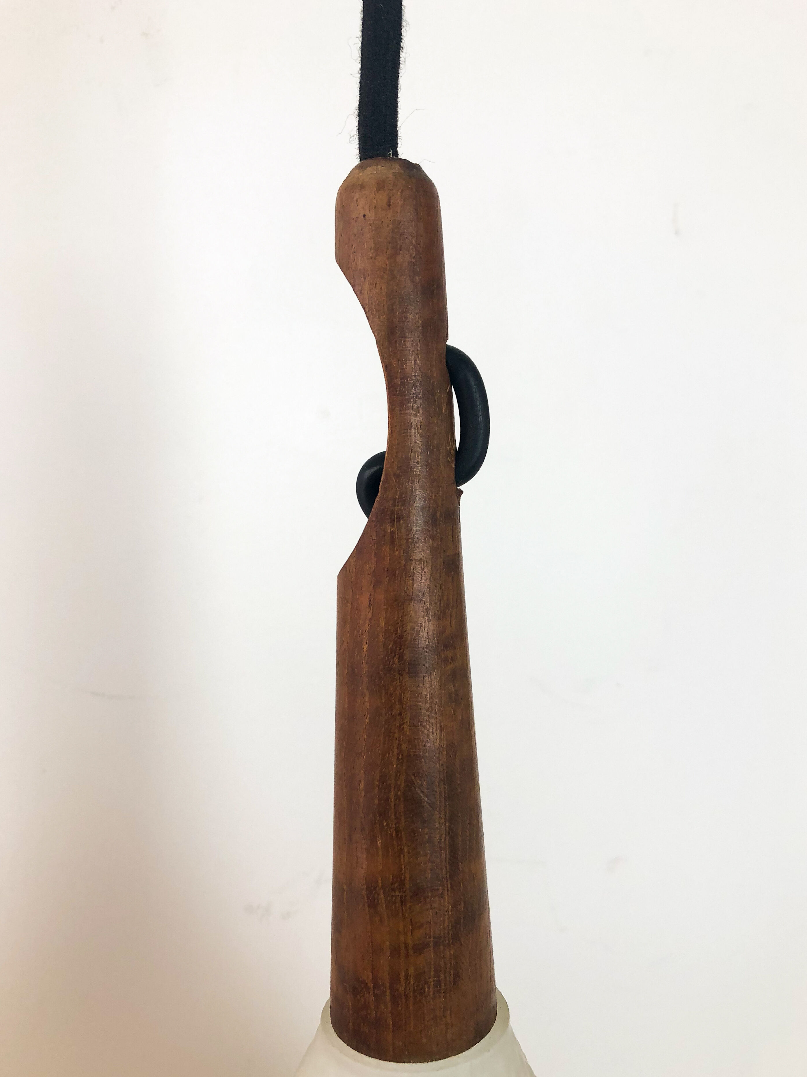 Scandinavian teak and opaline hanging lamp