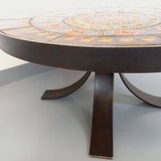 Vintage round coffee table from the 60s 70s by Raymond Corroyez in ceramic