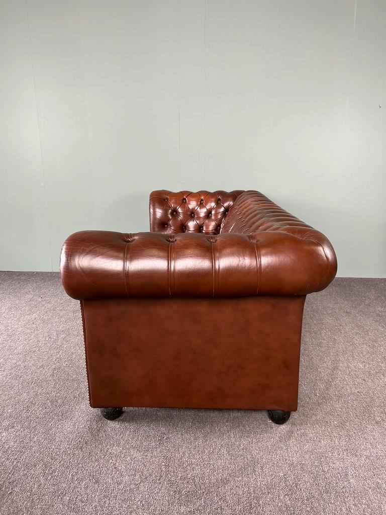 Chesterfield 3-seater calf leather sofa