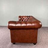 Chesterfield 3-seater calf leather sofa