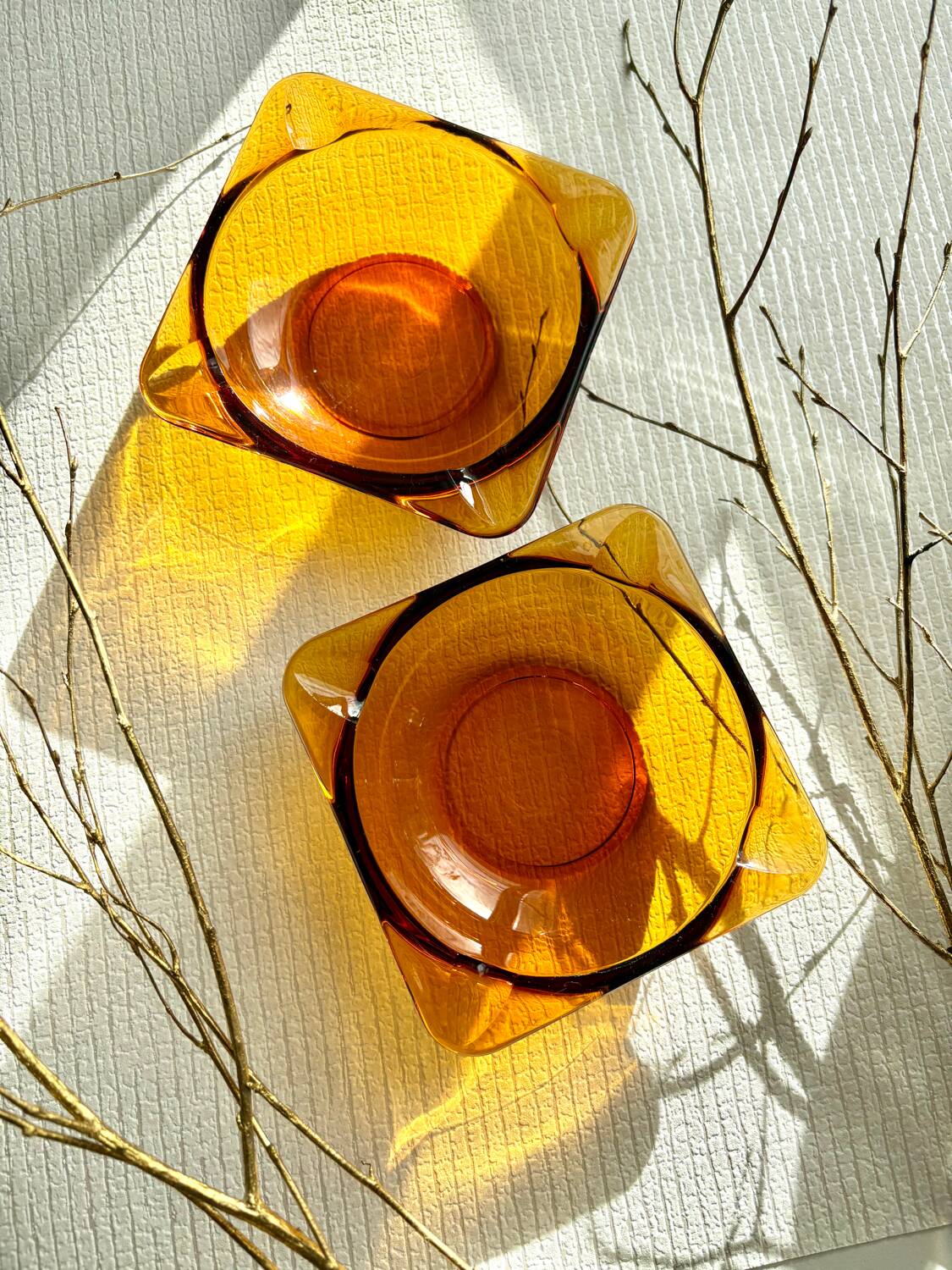 Lot de 2 cendriers vintage 70 Duralex verre ambré