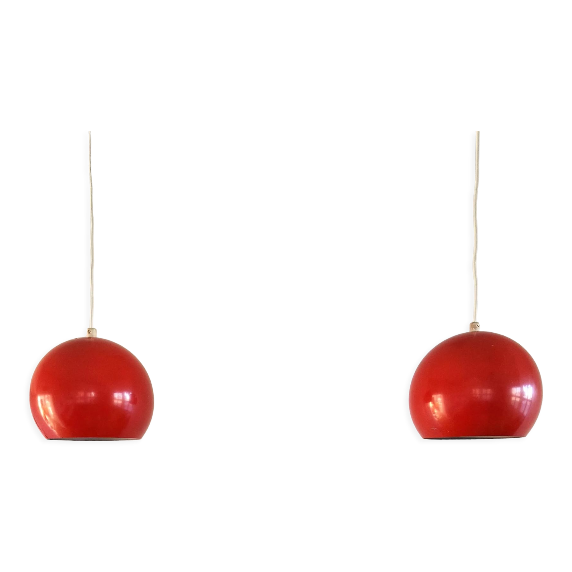 Lot de 2 suspensions en métal rouge, Danemark 1960's