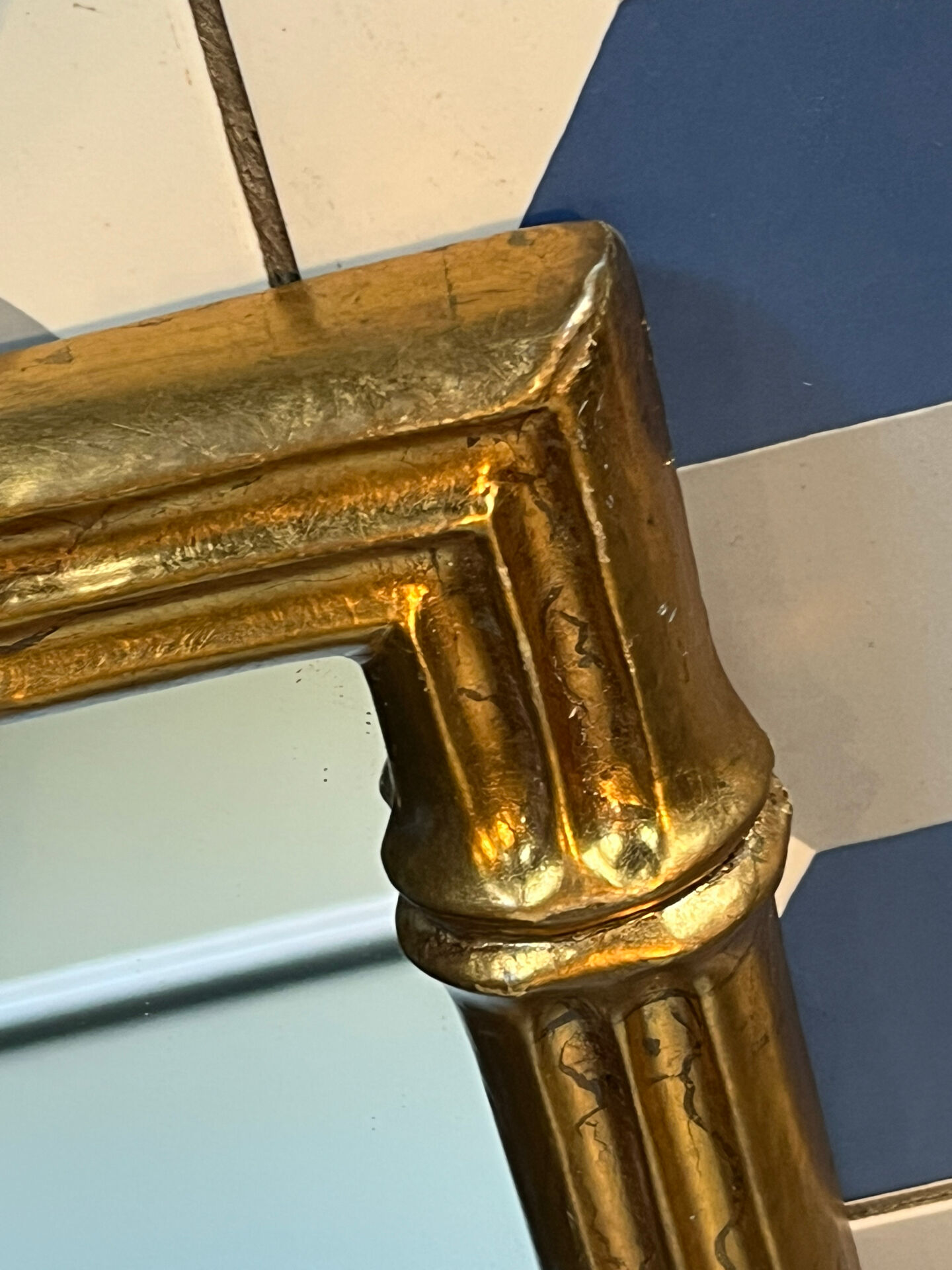 Miroir aspect bambou doré Italie 1970