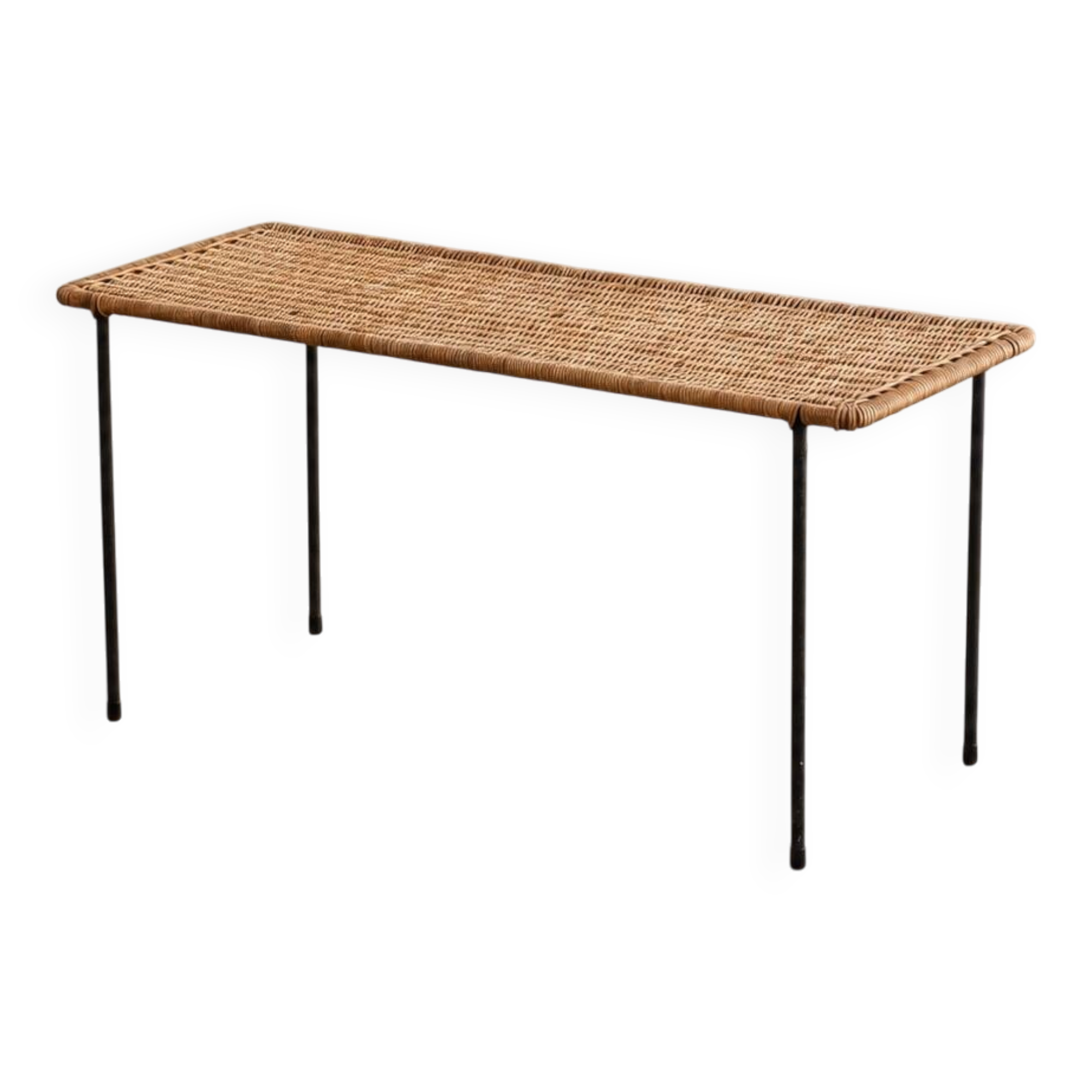 Table d'appoint rectangulaire en rotin Carl Auböck