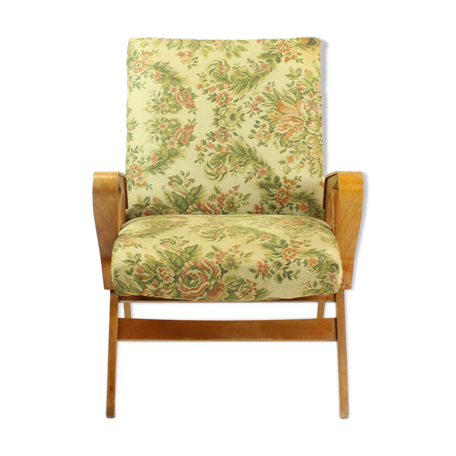 Tatra Armchairs in Light Beech & Original Fabric, Czechoslovakia, circa 1960