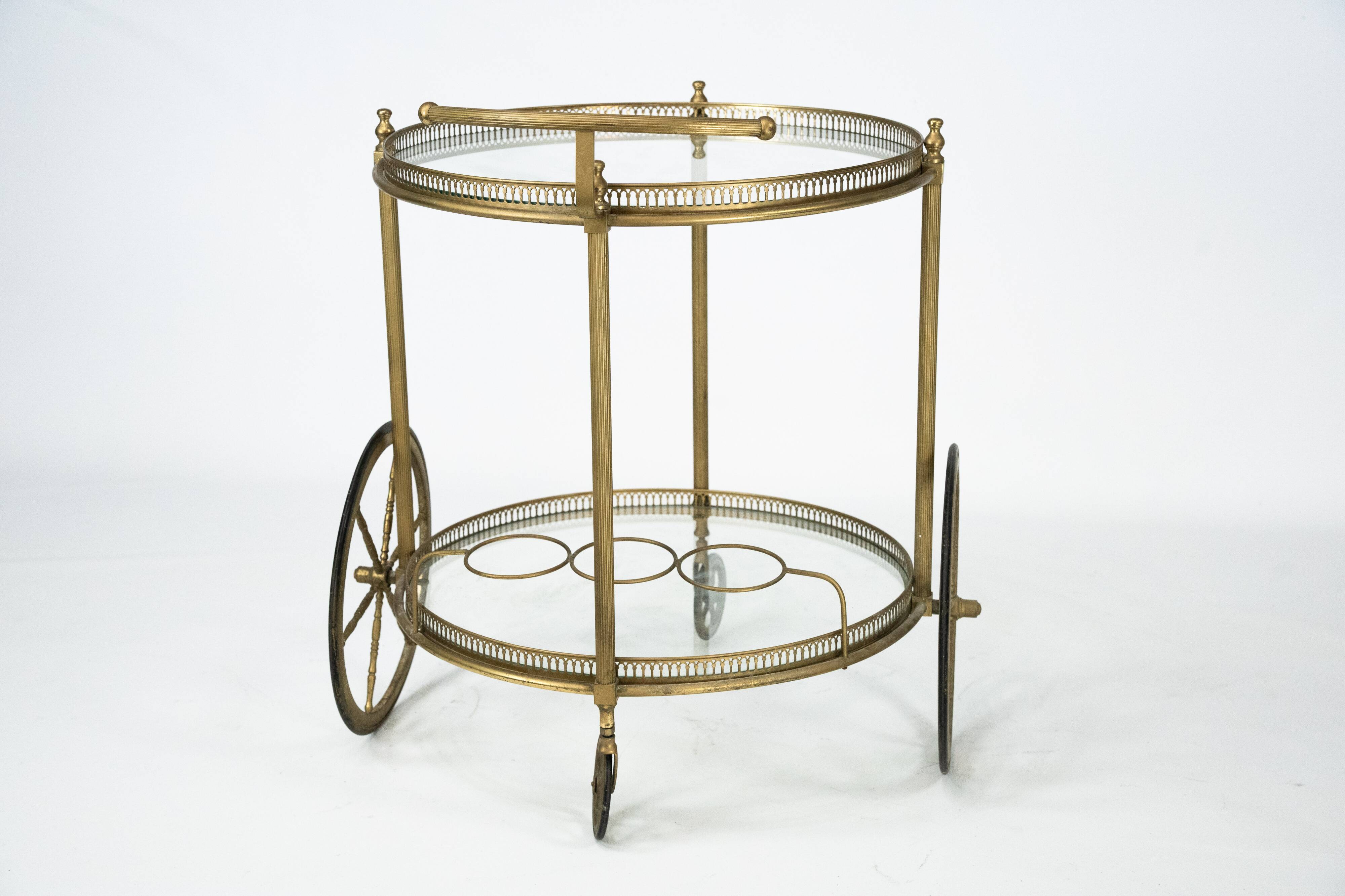 Vintage Brass Bar Cart by Cesare Lacca, Italy, 1950s.