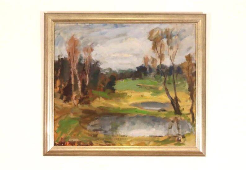 Mid Century Swedish Oil on Canvas – Landscape by Gunnar Ekdahl