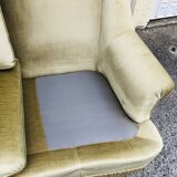Vintage sofa in golden beige velvet