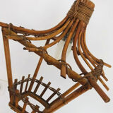 Vintage rattan lamp, old wicker hanging light