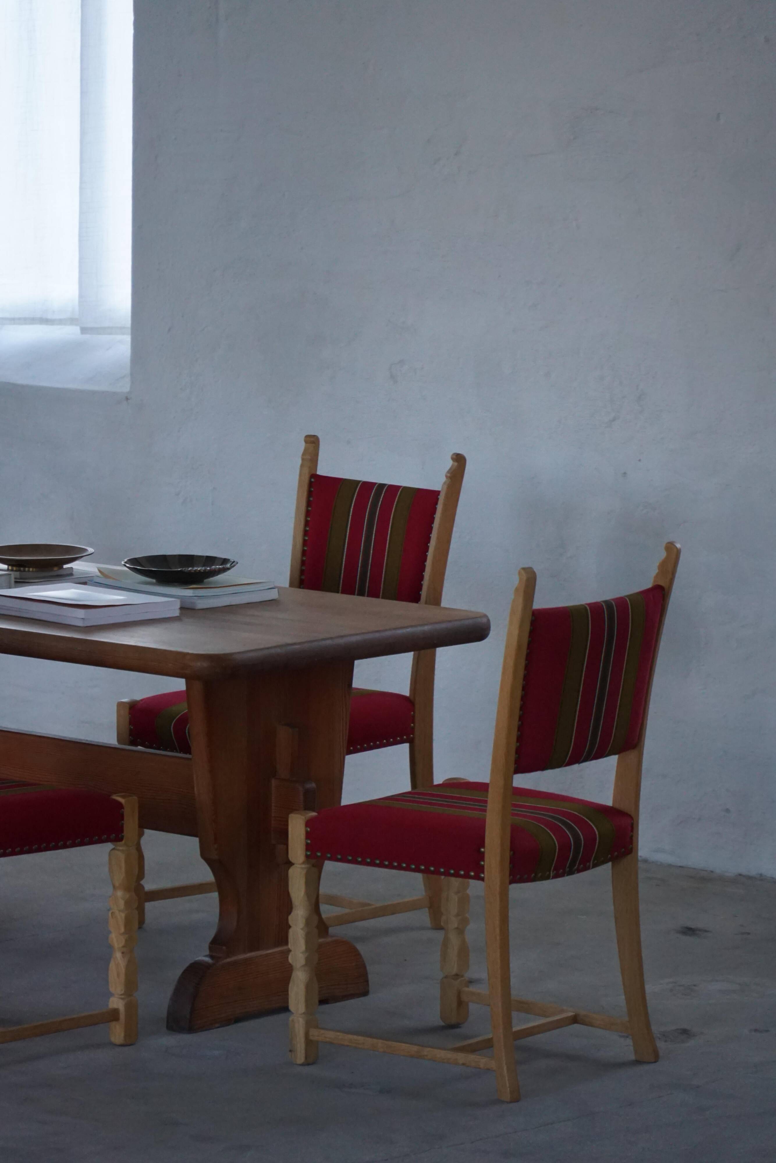 Danish Mid-Century Modern, Set of 6 Oak Dining Chairs, Henning Kjærnulf, 1960s